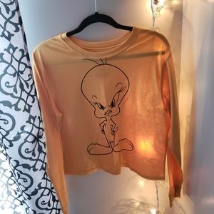 Looney Tunes Tweety Bird Long sleeve crop